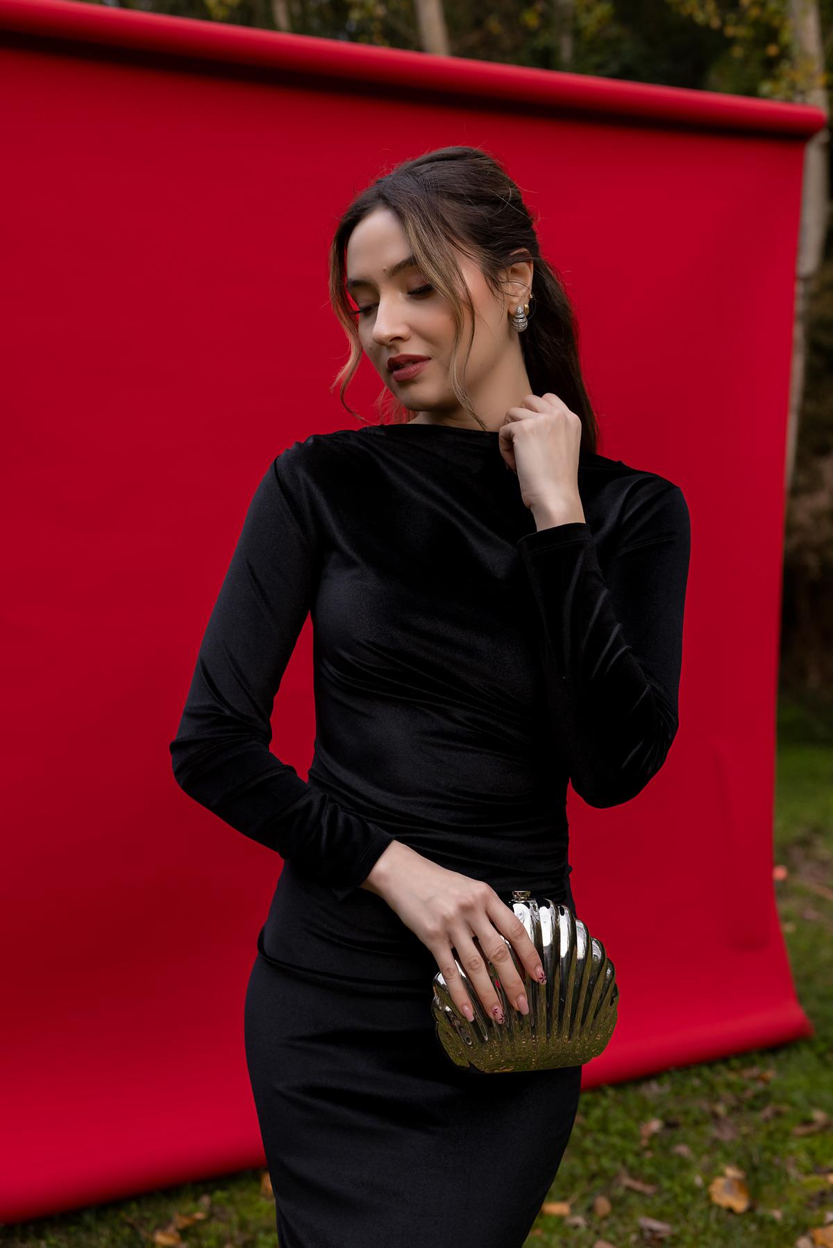 ALESSO BLACK VELVET BODYCON