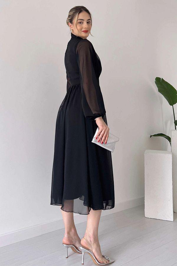 APRES BLACK FROCK WITH SHEER SLEEVES