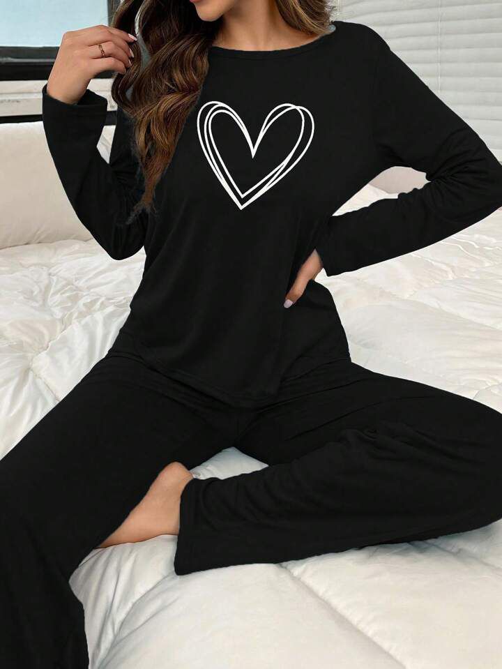 BLACK HEART PJs SET