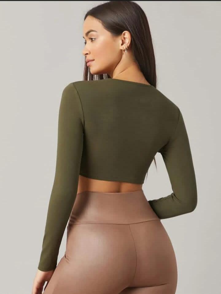 Olive Green Crop Top