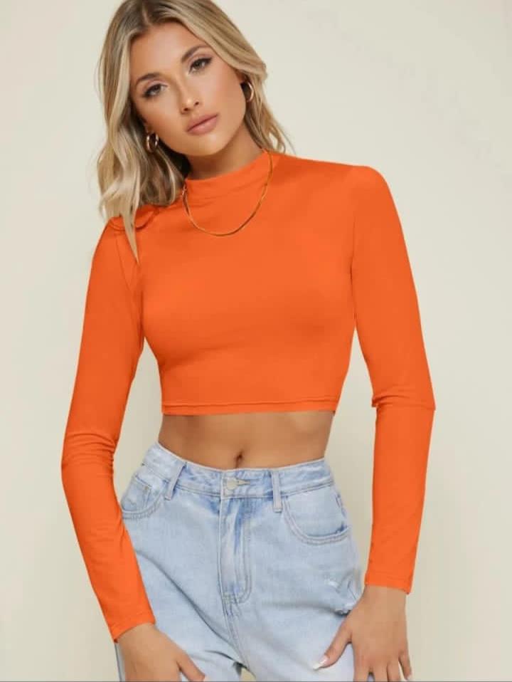 Veer Orange Fitted Crop Top