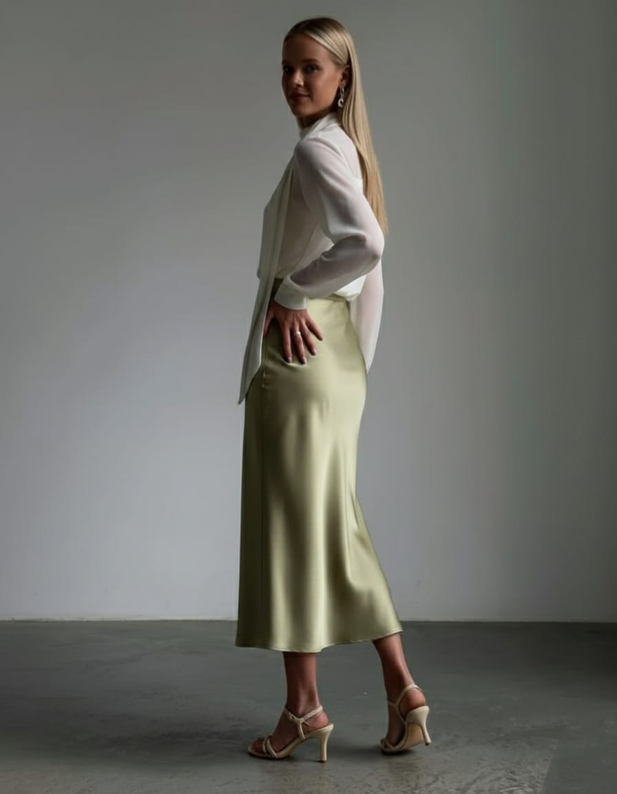 Olive Mist Satin Skirt