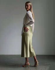 Olive Mist Satin Skirt