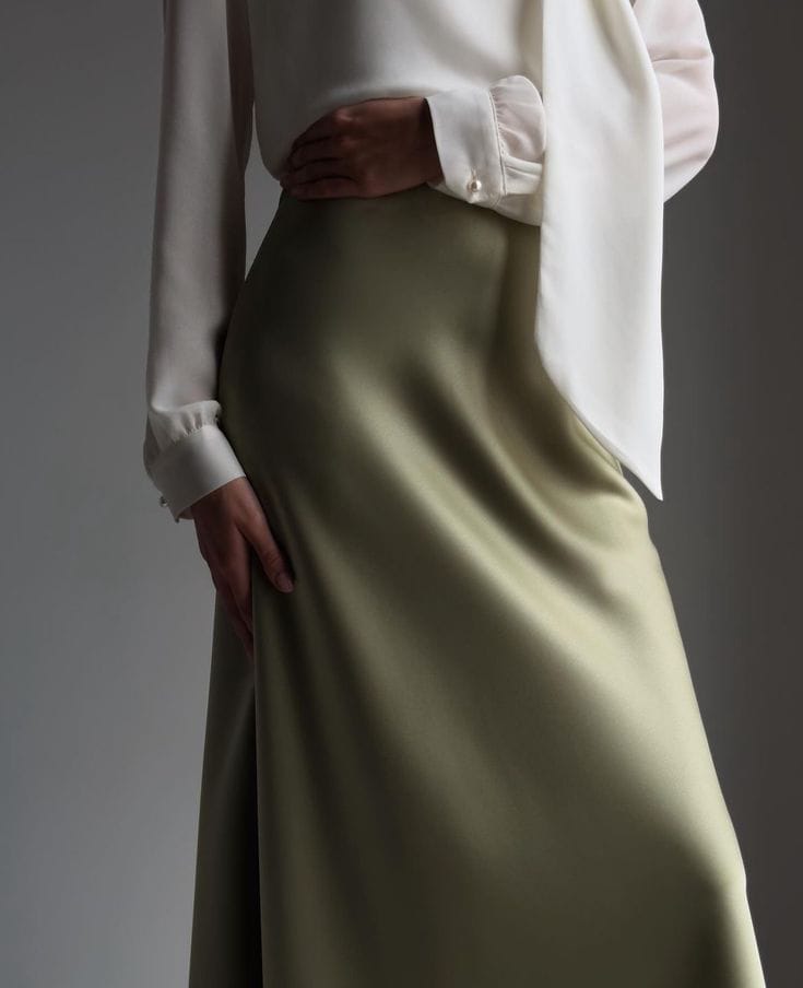 Olive Mist Satin Skirt