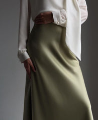 Olive Mist Satin Skirt