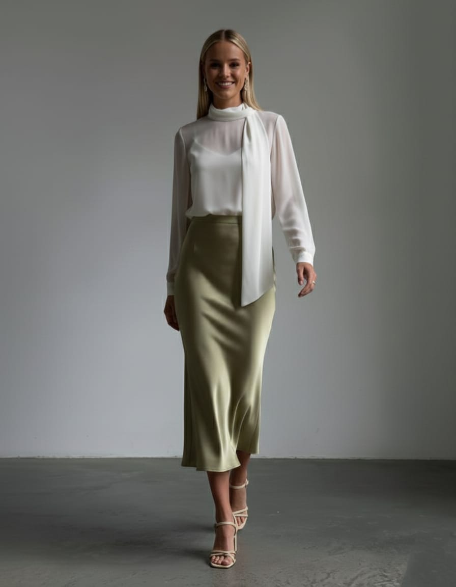 Olive Mist Satin Skirt